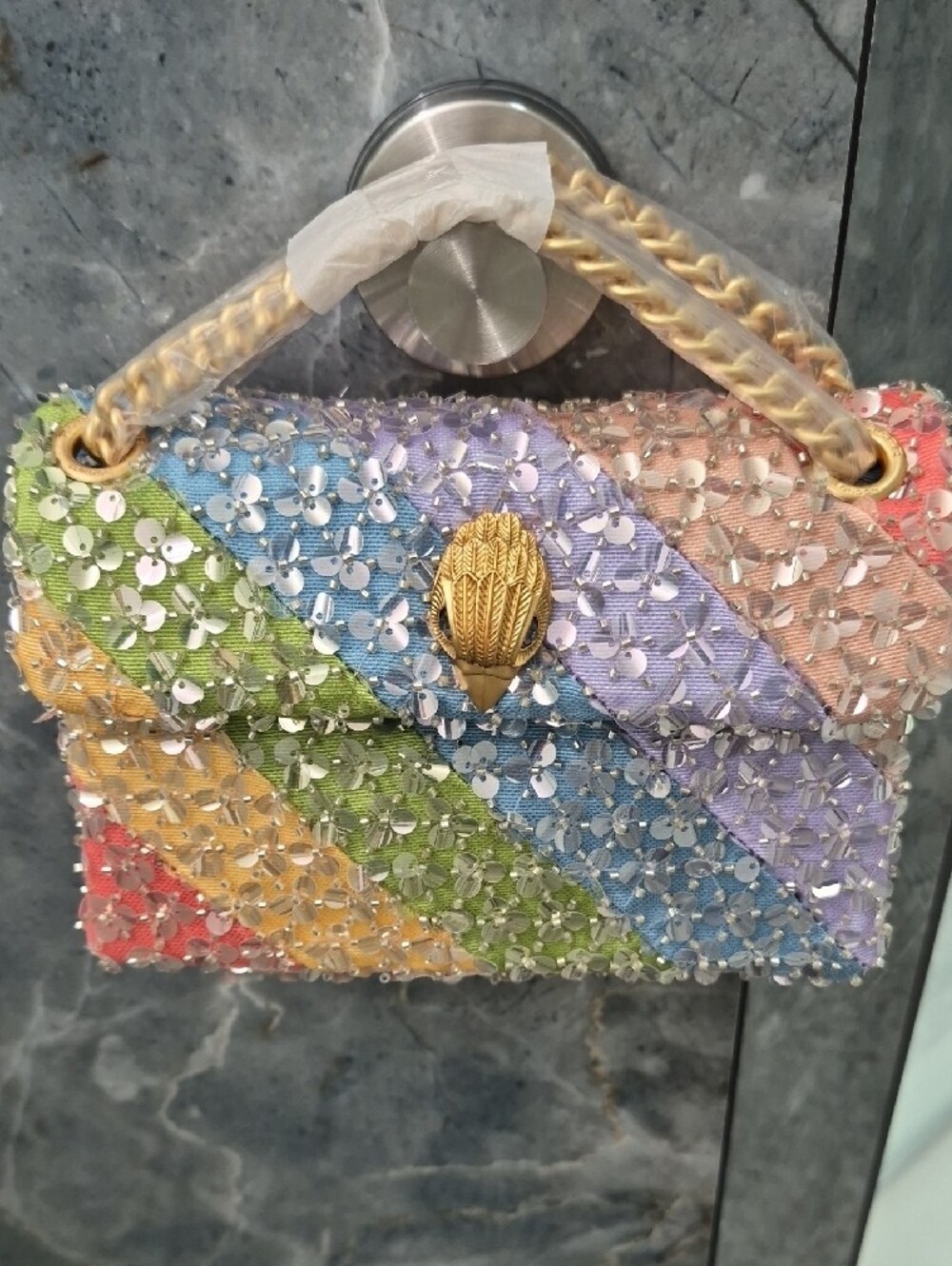 Kurt Geiger Beaded Pastel Rainbow Convertible Crossbody